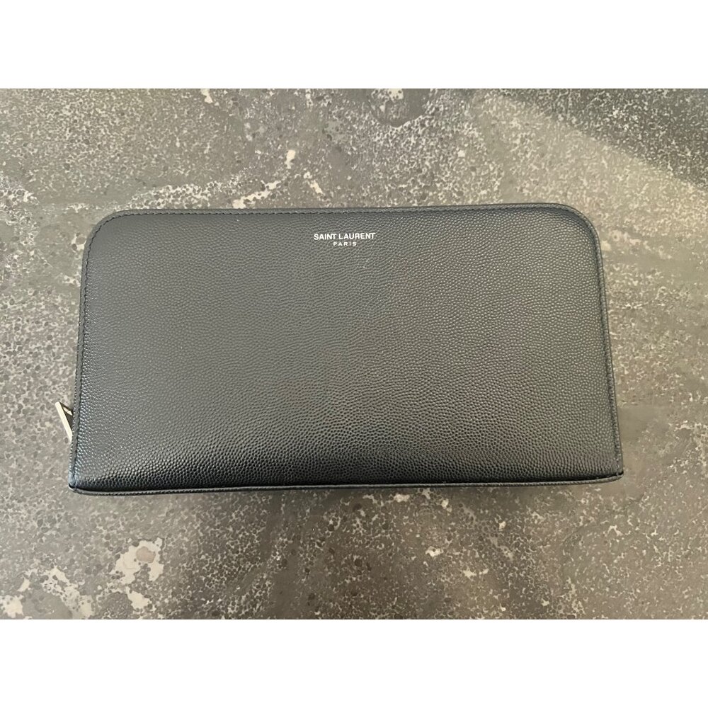 Saint Laurent Black Leather Zippered Wallet With Card Slots & Coin Pouch For Wom - Picture 11 of 11